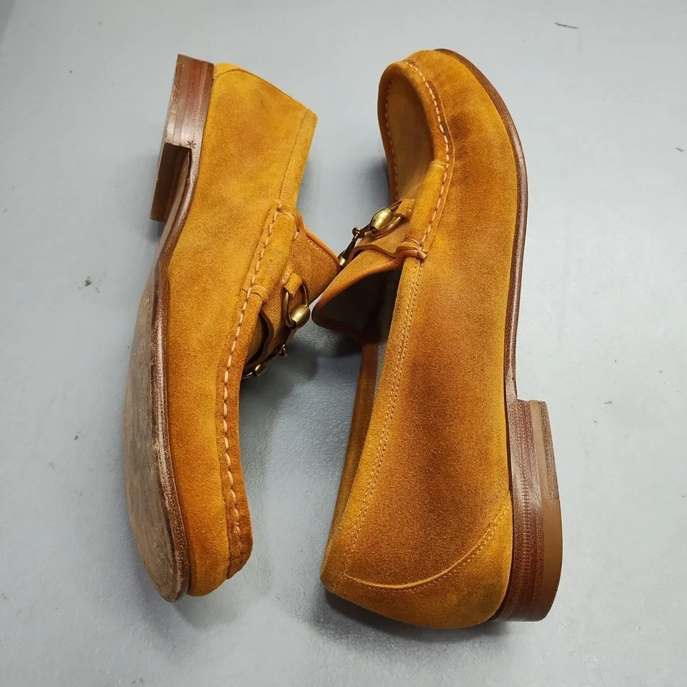Vintage Gucci 1953 Horsebit Loafers Mens Size 10.5 Brown Moc Toe Cuban Heel